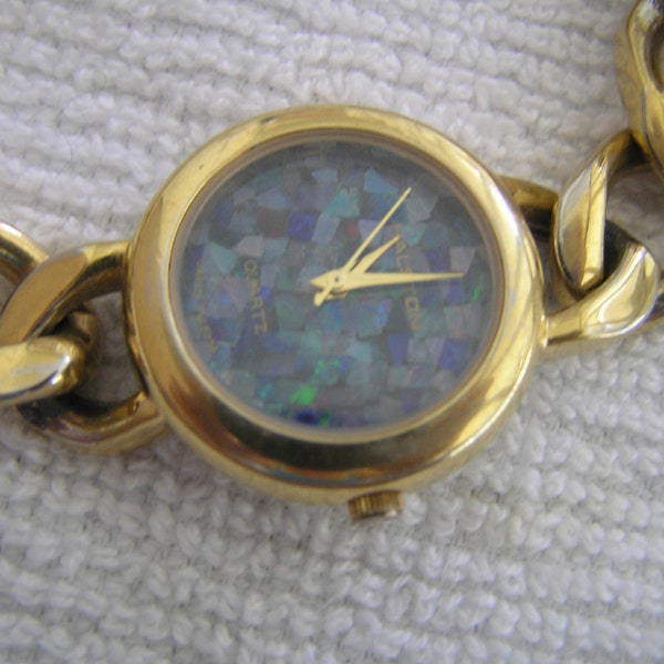Ladies Vintage Halston Inlayed Opal Wristwatch Watch