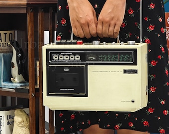 Boombox Superscope CRS-152 z lat 70. marki Marantz, przenośny system dźwiękowy z głośnikami stereo w stylu vintage, retro odtwarzacz kaset FM AM, działający!