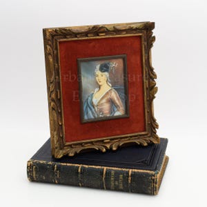 Vintage Painting Miniature Portrait, French Decor Belle Epoque Framework, Lady Aristocrat Portrait, Antique Home Classic Wall Frame Decor