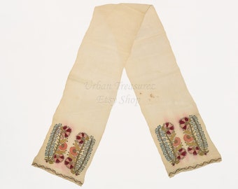 Tsevres Greek Ottoman Antique Embroidery 19th c. Art Textile, Rare Pattern, Greece Folk Art - Museum Piece, Antique Embroidered Table Runner