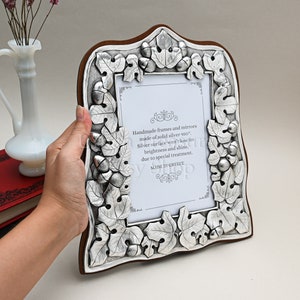 Antique Silver Frame, Oak Leaf & Acorn 3D Relief • Hallmarked Silver • Winter Home Elegant Classic Chic Decor • Family / Wedding Heirloom