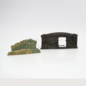 50s Acropolis Souvenir Gift - SOLID Bronze Metal - Figural Frame of Acropolis & Athens Greece Ancient Agora - PAPER Weight of Parthenon