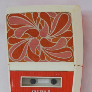 CLEARANCE PRICE Discount -> Vintage 70s Zenith Retro Portable Cassette Player - Ladies Girlish Red Design (C-602V model)