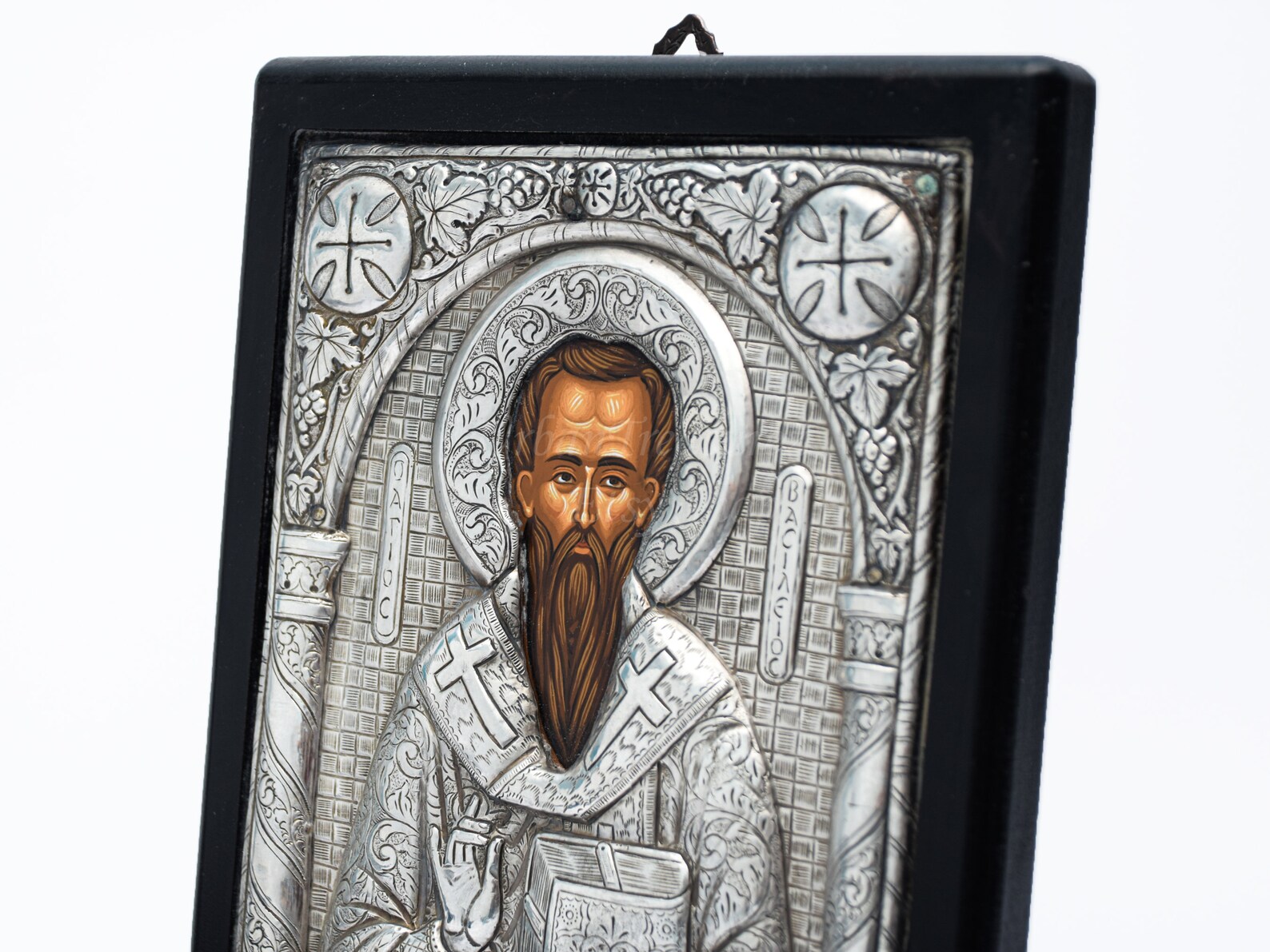 Saint Vasilios Basil Silver Icon Greek Orthodox Holy Icon Etsy