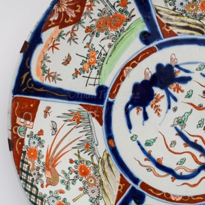 18" Asian Wall Decor Porcelain Plate • IMARI Early 20th C. Oriental Art Interior Design • Hand Painted Ceramic from Japan Antique Charger image 7