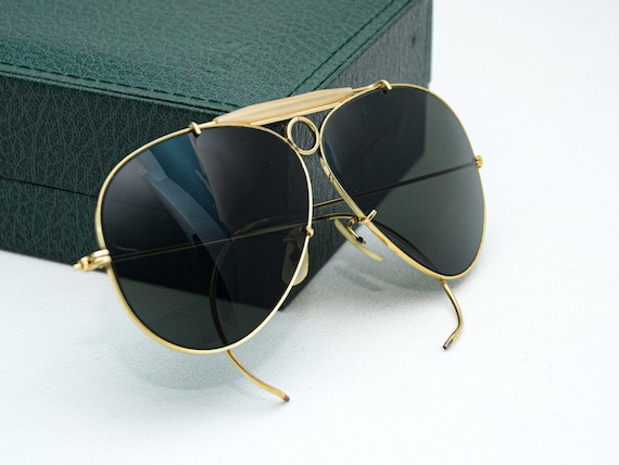 True Vintage Ray Ban Shooter Gold Sunglasses, Cabl