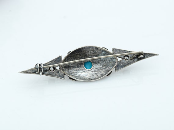 Byzantine Arrow Sterling Silver Brooch, Turquoise… - image 7