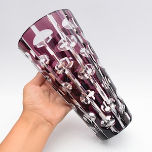 Bohemia Cut Glass Vase, Eternity Art Glass Decor Interior Geometric Design · Amethyst Purple Modern Flower Vase · Vintage Czech Glass