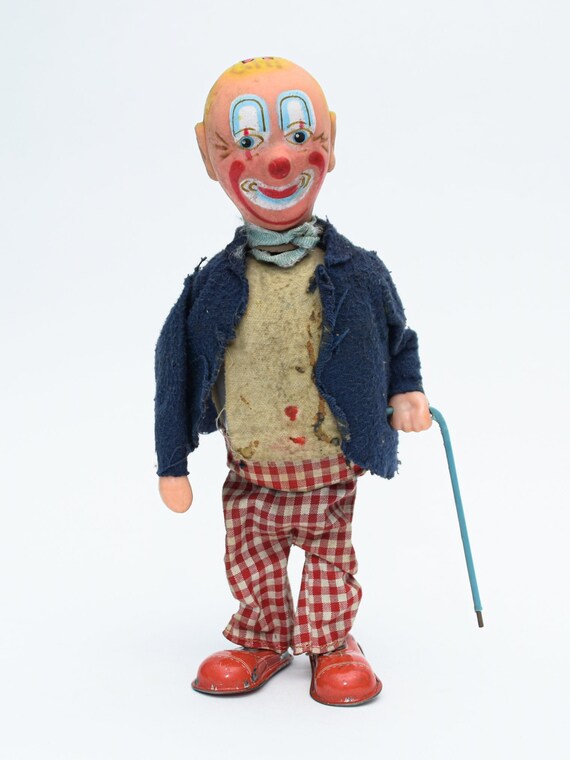 Vintage 1960s Greek Tin Toy Carnival Clown Circus Cane Japan - Etsy Finland
