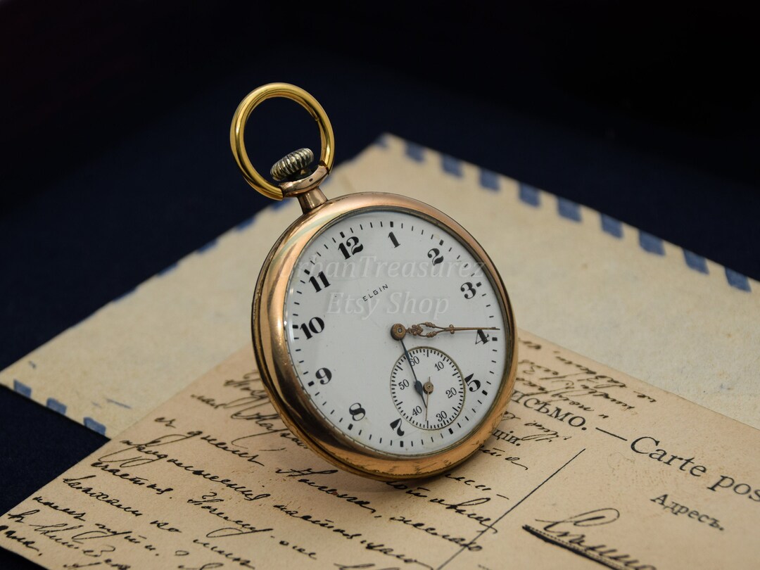 Antique Elgin Pocket Watch Gold Plated Case Working Mechanical Vintage