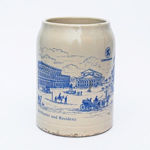 Vintage Lowenbrau Beer Stein, Hoftheater und Residenz Germany City Souvenir, Collectible Ceramic Mug, Lion Family Crest Barware Serving Gift