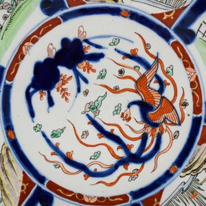 18" Asian Wall Decor Porcelain Plate • IMARI Early 20th C. Oriental Art Interior Design • Hand Painted Ceramic from Japan Antique Charger image 4