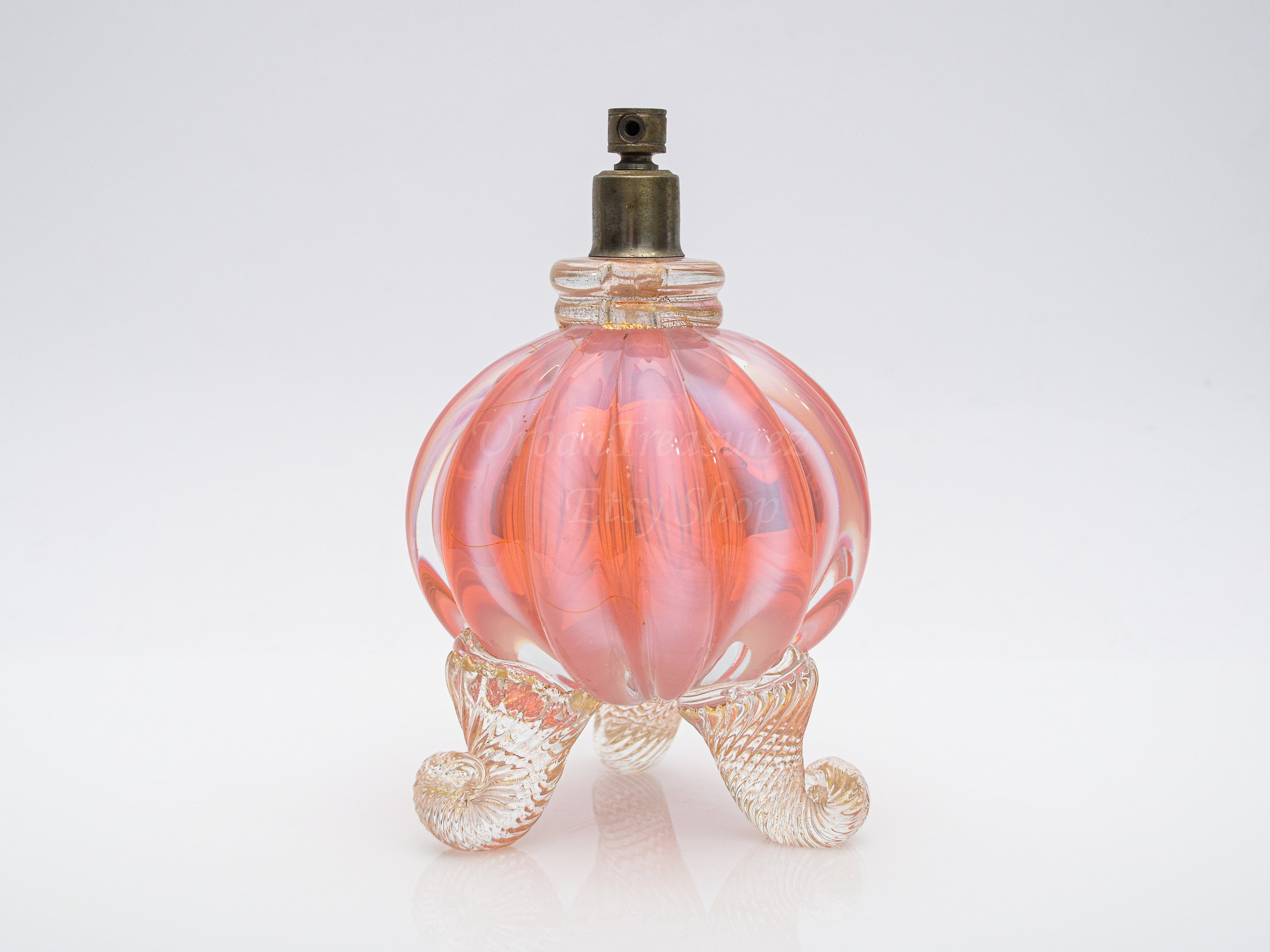Barovier Toso Art Glass Murano Pink Perfume Bottle Atomizer 50S Collectible Vanity True Vintage Mid Century Vitrine Decor