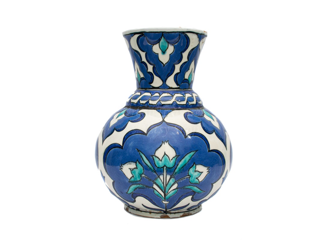 Blue Iznik Vase IKAROS Rhodes Island Greek Pottery Hand Etsy