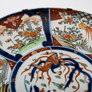 18" Asian Wall Decor Porcelain Plate • IMARI Early 20th C. Oriental Art Interior Design • Hand Painted Ceramic from Japan Antique Charger image 9