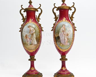 Small antique French or German porcelain bud vase, eagle mark