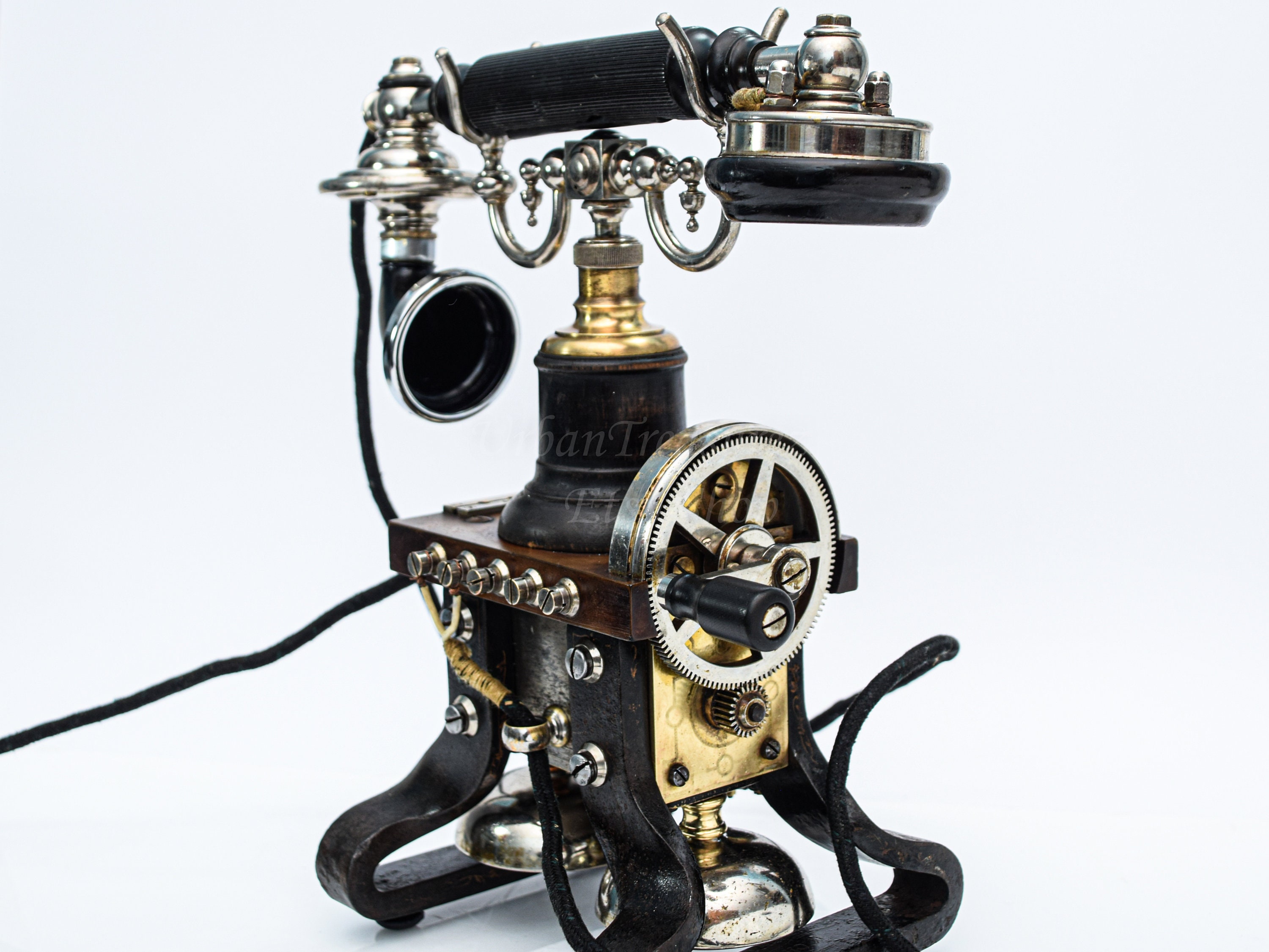Original L.M. Ericsson 1895 Telephone Model, Skeletal Desk 