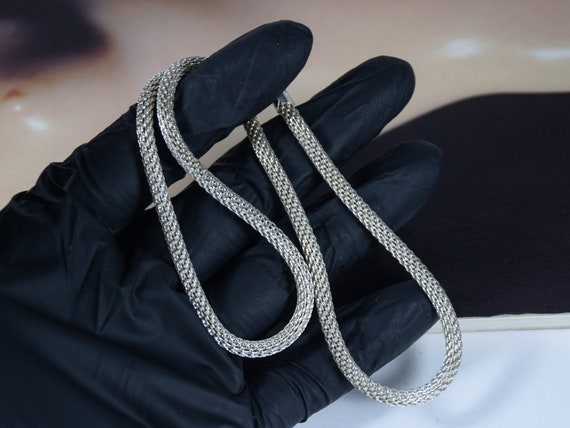 Sterling Silver Rope Necklace, Vintage Weaven Neck