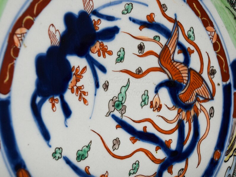 18" Asian Wall Decor Porcelain Plate • IMARI Early 20th C. Oriental Art Interior Design • Hand Painted Ceramic from Japan Antique Charger image 8