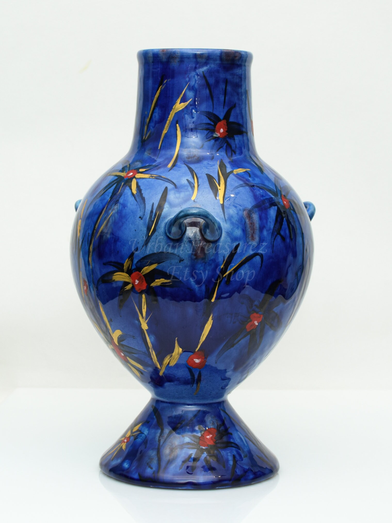 Sea Home Decor Aegean Blue Vase Greek Island Hand Painted Etsy