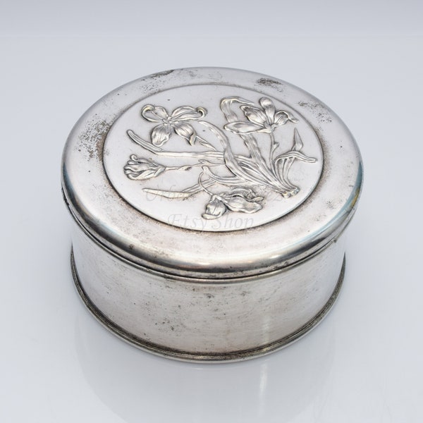 WMF Floral Design Trinket Box · Art Nouveau Jewelry Organizer · Silver Plated Jugendstil Keepsake · Vintage Vanity Decor Gift · Make Up Box