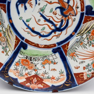 18" Asian Wall Decor Porcelain Plate • IMARI Early 20th C. Oriental Art Interior Design • Hand Painted Ceramic from Japan Antique Charger image 6