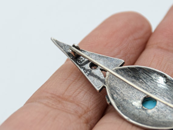 Byzantine Arrow Sterling Silver Brooch, Turquoise… - image 5