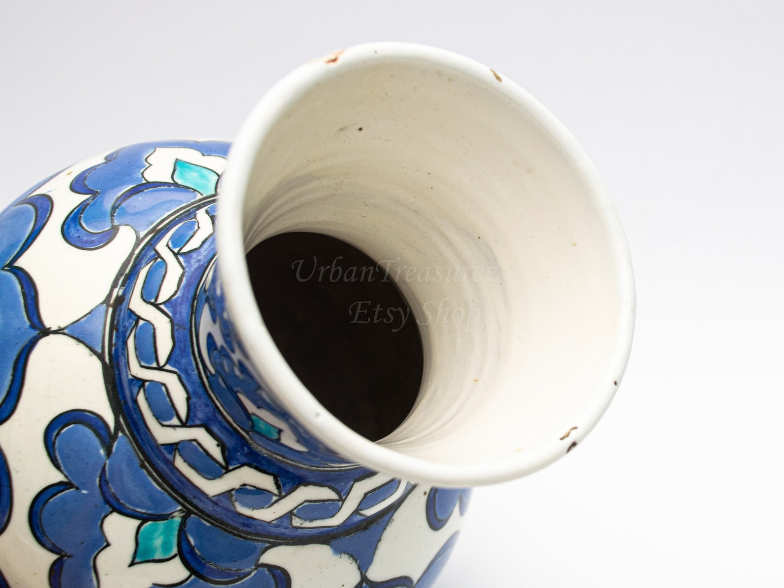 Blue Iznik Vase IKAROS Rhodes Island Greek Pottery Hand Etsy