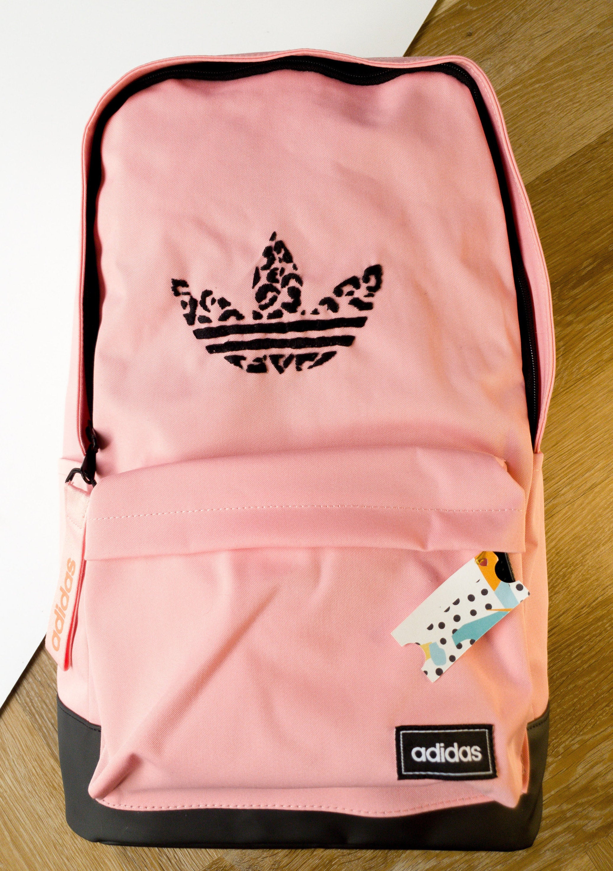ADIDAS Embroidered Backpack Leopard Print Logo Adidas Logo Etsy