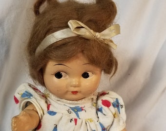 11" Composition Kewpie Style Doll Stationary Legs Jointed Arms