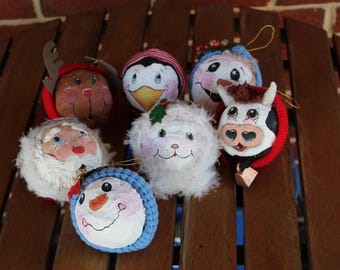 Your Choice - Vintage Papier-mâché Ornament Santa Snowman Cow Penguin Reindeer Cat