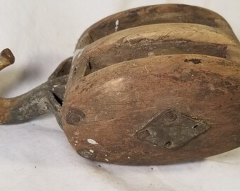 Vintage Large Double Drum Farm Pully