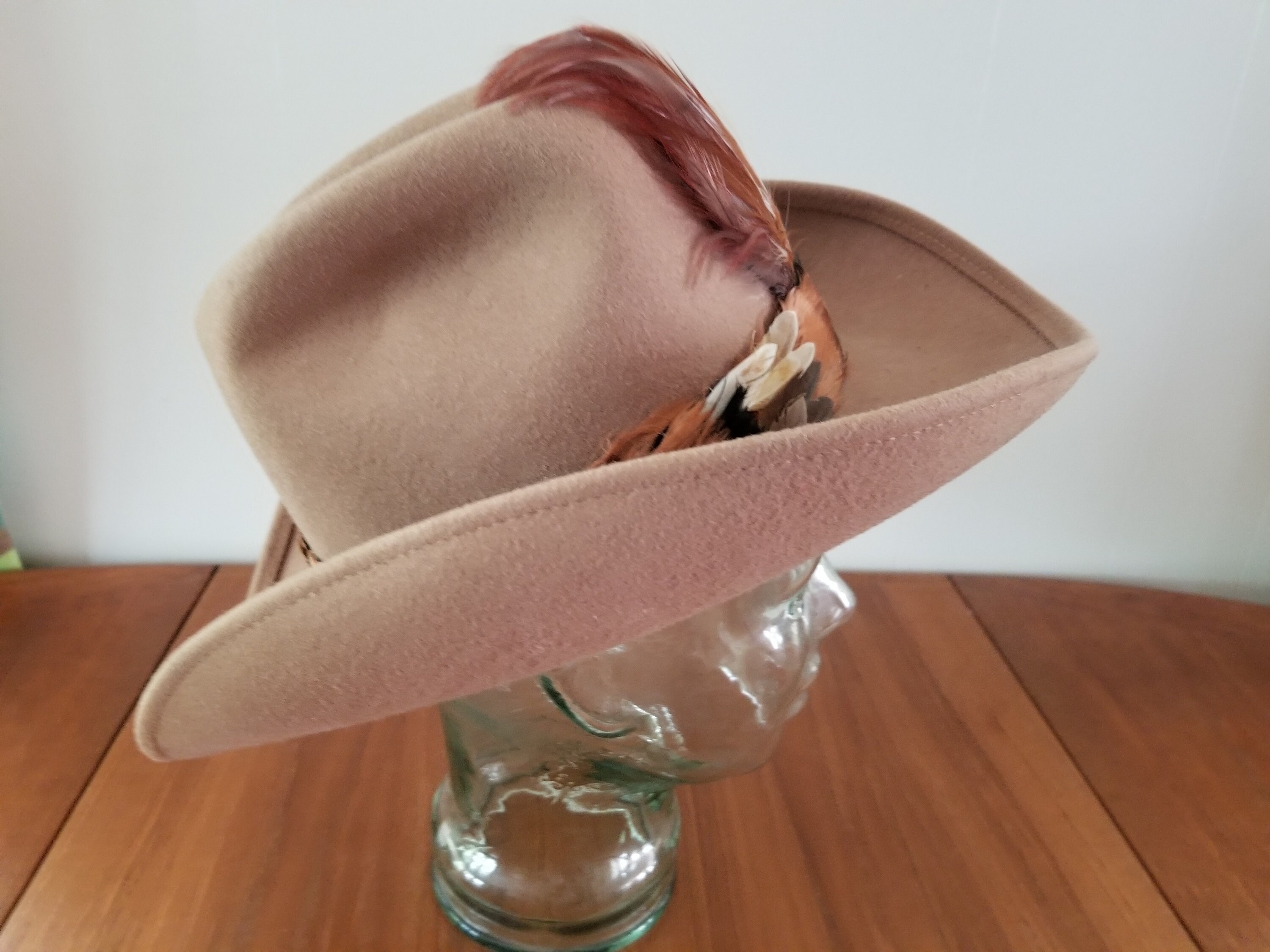 Vintage Bollman Doeskin Felt Cowgirl Hat With Feathers - Etsy