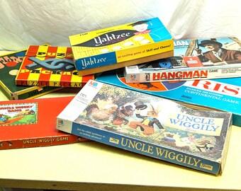 Vintage Games Your Pick of Risk Uncle Wiggly Hangman Yahtzee Tiddlywinks