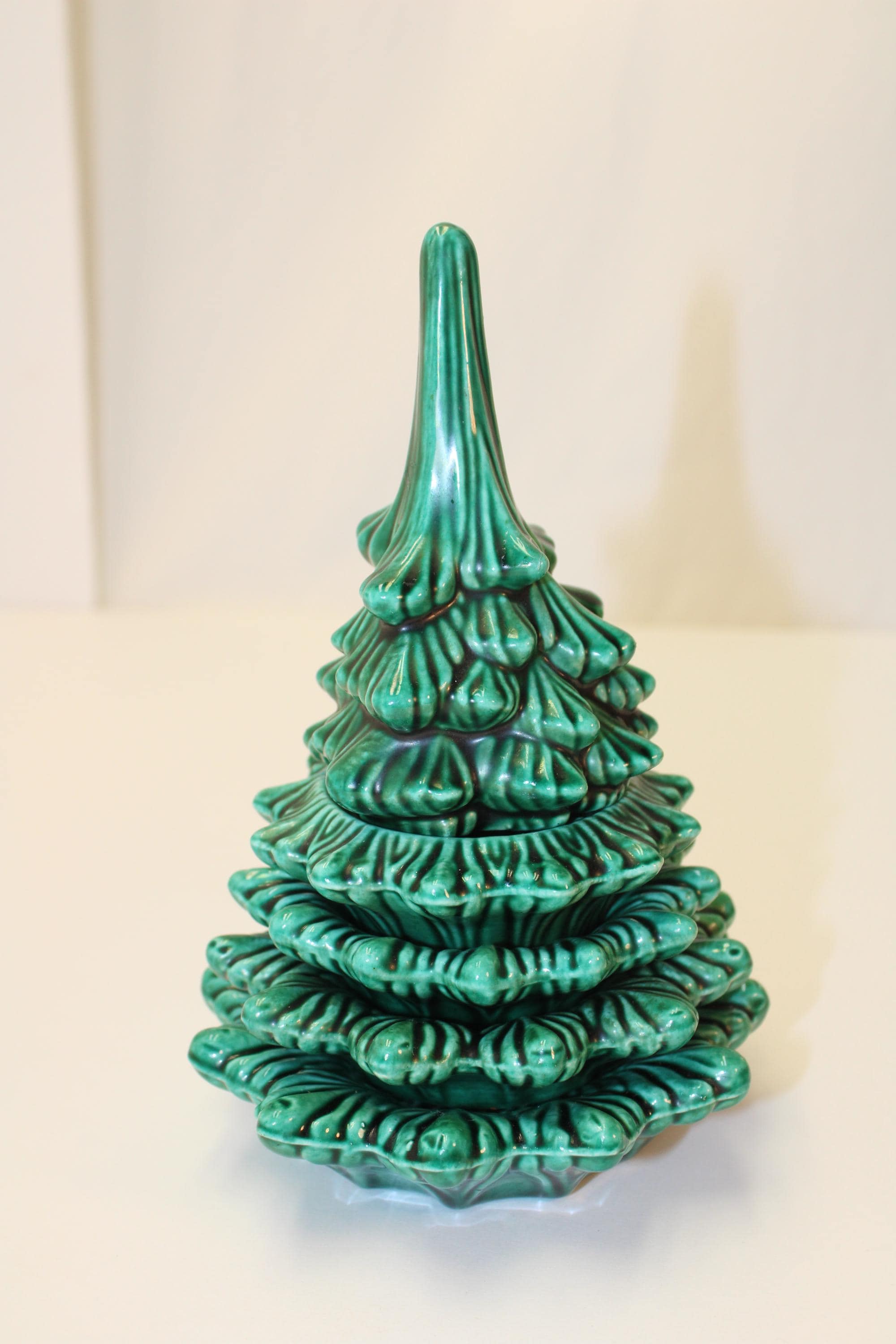 1973 Stacking Christmas Tree Lighter and Ashtrays Decor Ceramic Hand  Painted