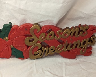 Vintage Season's Greetings Sign: Retro Holiday Decor (15" x 5")