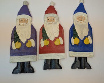 Wooden Folkart Santa Clause Your Choice Carved Painted