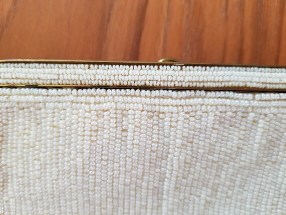 Vintage Delill White Beaded Evening Bag Clutch Pu… - image 8