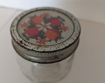 Vintage Kerr Jelly Jar Decorated Apple Lid Mason Jar
