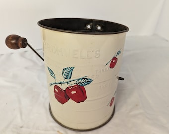 Vintage Bromwell Painted Flour Sifter Apples Country Kitchen Farmhouse