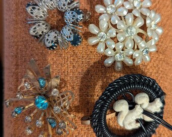 Vintage Brooch Pin of your Choice Rhinestones, Squirrels, Filigree, Space Age