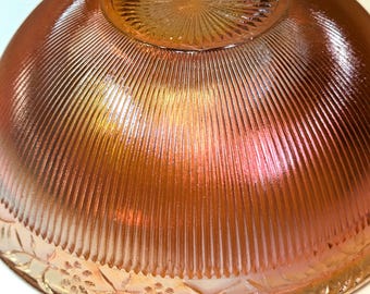 Indiana Glass Marigold Serving Bowl Daisy Band with Herringbone Lusterware