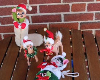 Your Pick -  Annalee Christmas Mouse or Reindeer Holiday Decor Santa Hats