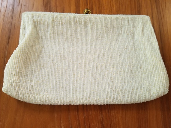 Vintage Delill White Beaded Evening Bag Clutch Pu… - image 1