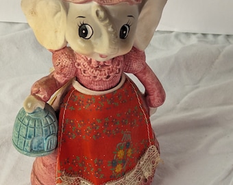 Elephant Dressed in Pink Coin Bank Ceramic