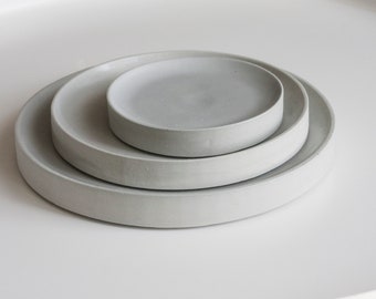 Ceramic Serving Set in light gray.Serving Platters,Housewarming Gift,wedding gift,Salad Plate,serving dishe,side dishes set,cheese platters