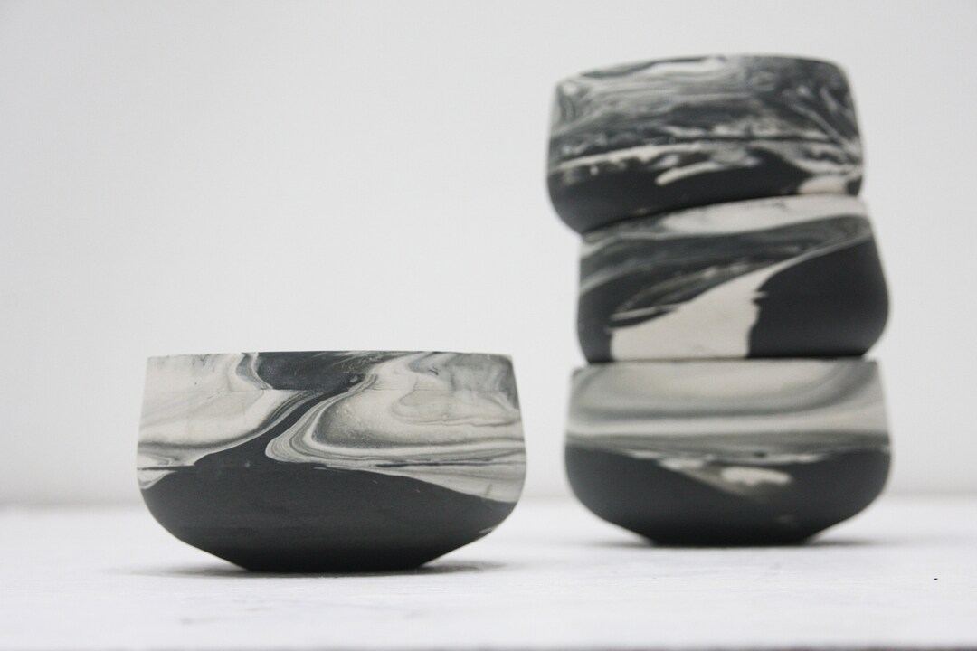 Ceramic Bowl,black and White Marble.modern Tableware,serving Bowl