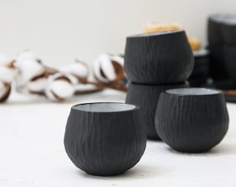 Ceramic espresso cup in black hand-carved pattern. Ceramic cup,Modern Espresso Cups, christmas gift guide,unique gift,Housewarming gift