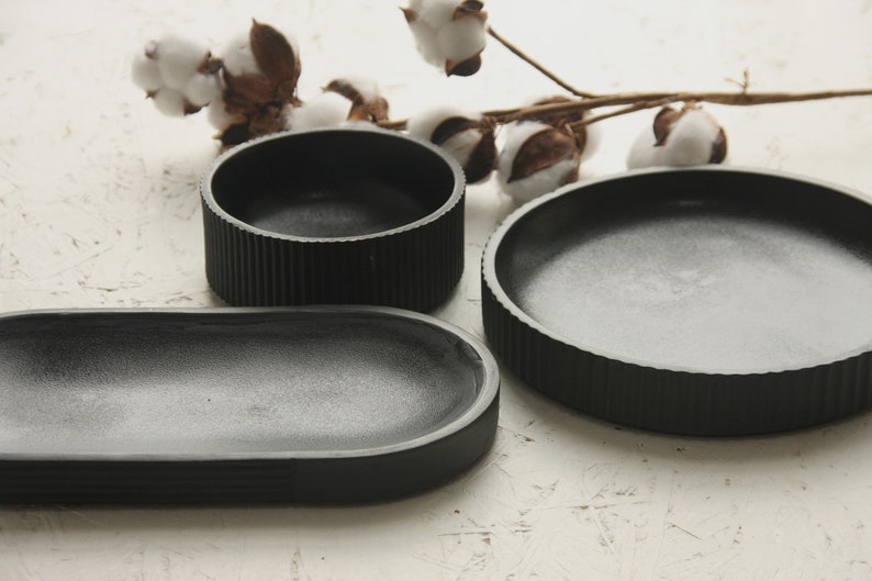 Modern ceramic black oval bowl,Ceramic bowl,office decor,ceramic dinnerware,unique kitchen decor,housewarming gift,wedding gift,modern table image 7