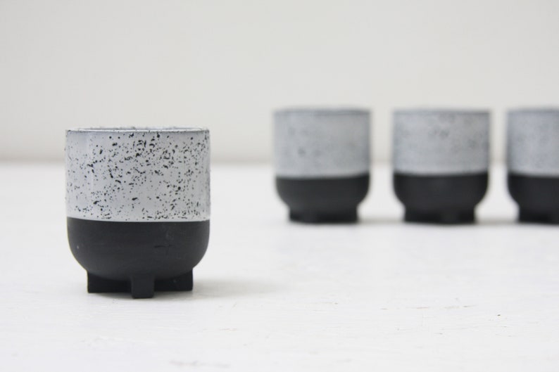 Ceramic small espresso cup in black and white and black dots.Modern tableware,wedding gift,housewarming gift,coffee cup set,nordic homedecor image 3